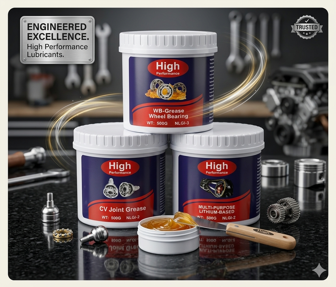 High Performance lubricant product range in a workshop